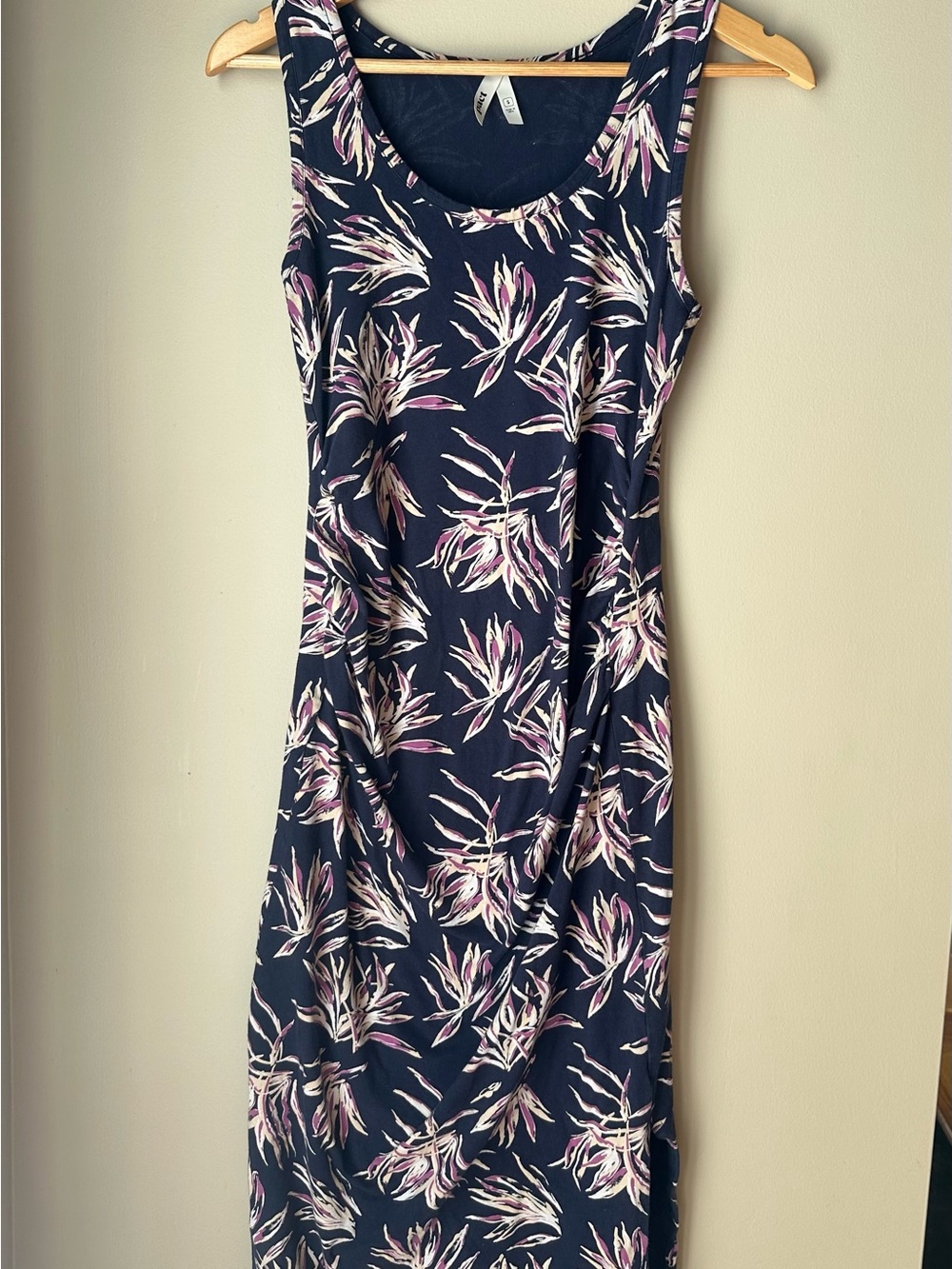 Pact Organic Freesia Palms Navy midi dress